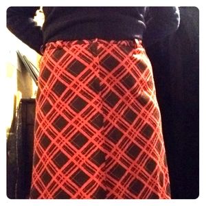 Vintage burnt orange and dark brown plaid skirt